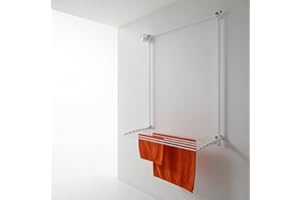 foxydry Wall Tendedero de Pared Vertical, Tendedero Vertical con Deslizamiento Manual en Aluminio y Acero 108x52x137 cm (Blanco, 100)