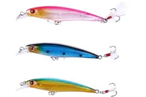 VOLLGUFEN 3 Pièces Leurre de Peche Black Bass Kit de Peche a la Truite Materiel de Peche au Brochet Ensemble de Leurres de Pêche, Appâts de Pêche en Mer et Eau Douce avec Hameçon,Leurres Bioniques