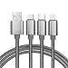 Produktbild Multi USB Kabel, 4ft /1.24m Nylon geflochten 3 in 1 USB Ladekabel Adapter Stecker mit 8 Pin Lightning / Type C / Micro USB für iPhone7/ 6s, 6, 6 Plus, 5 / 5S / 5C, Galaxy S2, 3, 4, Nexus 6P , 5X und mehr Smartphones(Silber)