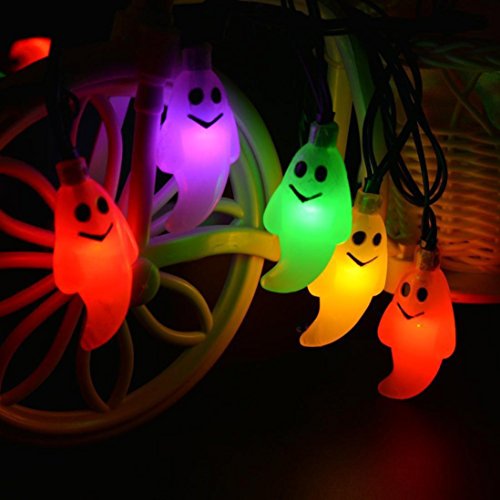 VENMO Happy Halloween Party Decoration Indoor Outdoor 1.2M 10LED Ghost String Lights (A)
