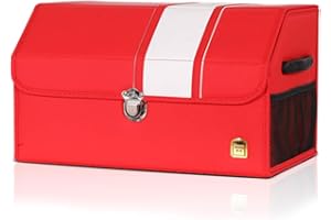 Ergocar Maletero Organizador para Coche de Lujo Leopardo Almacenamiento Bolsa Impermeable Plegable Organizador para Auto/SUV/Camión (Rojo-M)