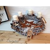 #handmade ♥ Adventskranz Rebenkranz mit Rostelch Roststern Shabby Landhausstil von Landgefühl ♥