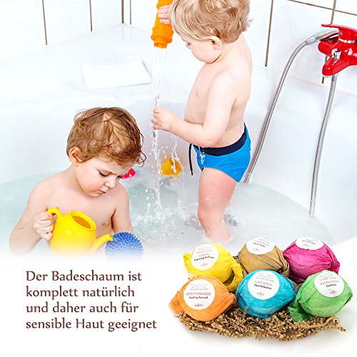 Anjou Badebomben Badekugeln 6er Geschenkset, 6x100g (Jojobaöl, Sheabutter, Aromatherapie, Entspannung, Pflegend, Ätherische Öle von Pfefferminze/Süßorange/Zitrone/Rose/Lavendel/Zitronengras) - 6