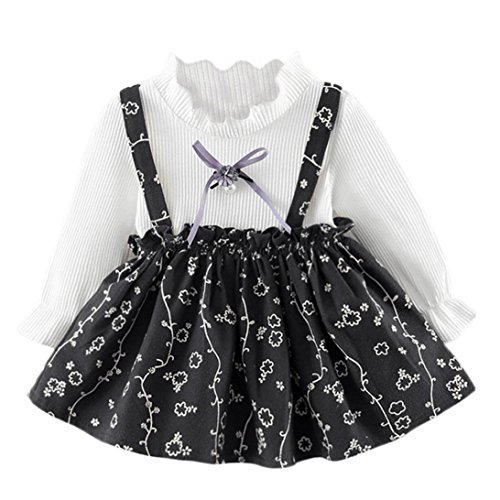 Preisvergleich Produktbild Ears Toddler Kids Baby Girls Elegant Langarm Prinzessin Kleider Kleinkind Kinder Baby Mädchen Langarm Blumendruck Kleidung Party Formale Casual Outfits Ruffles Dress Slim Clothes (100, Grau)