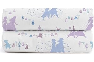 JAY FRANCO Disney Die Eiskönigin Magical Nature 100% Baumwolle Spannbettlaken 90x200 cm Einzelbettgröße 2er-Set