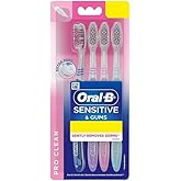 Oral-B Pro Clean Sensitive Extra Soft Manual Toothbrush For Adults, Extra Soft bristles, Gently Removes Germs, Multicolour To