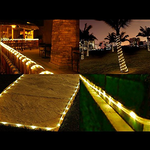 LE 5m Solar Lichtschlauch Lichterkette IP55 Wasserdicht Solarlichterkette 1,2V Außenlichterkette Schlauchlicht Weihnachtsbeleuchtung Beleuchtung für Hochzeit Party (Warmweiß) - 7