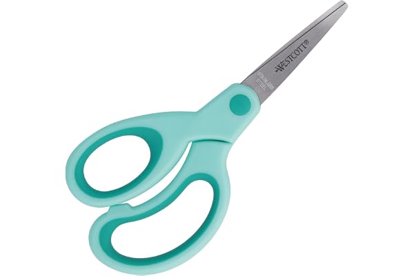 Westcott Ciseaux pour enfants Softgrip turquoise pour gauchers | Ergonomique pour écoliers | 13 cm (5") | E-21585 00