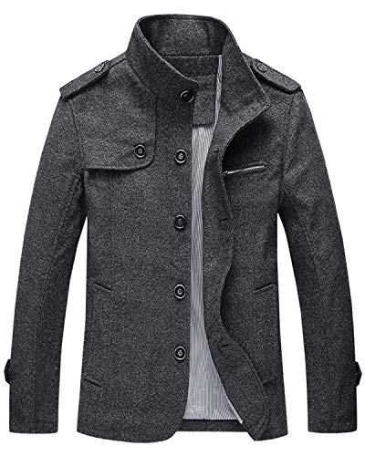 Aeneontrue Herren Wollmantel Wintermantel Winter Jacke Warm Wolljacke Männer Parka Mäntel Dunkelgrau 42