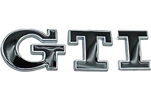 AUTOZOCO Emblema Adhesivo metálico GTI, Insignia GTI Apto para Parte Trasera Autoadhesiva, Compatible con Volkswagen VW Polo Golf R400 TCR MK2 MK4 MK5 MK6 MK7, Metal, Color Negro Bordes Plateados