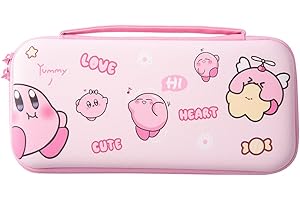 PERFECTSIGHT Switch Carrying Case for Nintendo Switch OLED Travel Carry Case with 12 Game Card Slots, Inner Protective Storage Bag for NS Console & Accessories (Pink KB, Switch and Switch OLED)