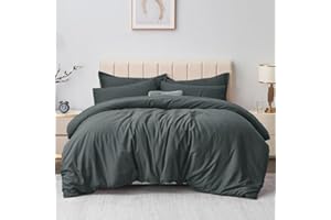 Aisbo King Size Duvet Covers Set Dark Grey - 3Pcs Bedding Set Kingsize Soft Brushed Microfiber Quilt Cover with 2 Pillowcases