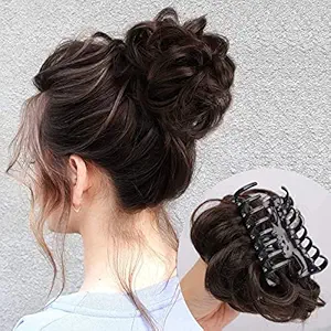 QUIFF Small Hair Bun Clutcher (Black )For Women and Girls || Artificial Bun Juda with Clutcher || Hairstyling Tool and Accessory with 1 Plastic Hair Claw Clips (Black, Pack of 1)