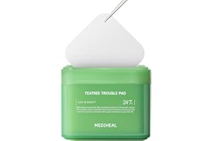 MEDIHEAL Teatree Trouble Pad - Square Cotton Facial Toner Pads with Tea Tree & Lactobacillus - Łagodzące pady na skórę Calm Sensitive & Acne Prone - Vegan Face Gauze Pads, 100 padów