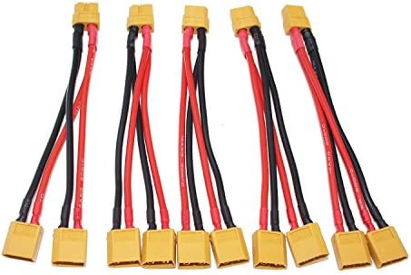 T-Trees 5 Pack of XT60 Parallel Battery Connector Cable Extension Y Splitter for DJI Phantom RC Mode Helicopter Quadcopter