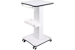 Kalolary Beauty Salon Trolley, Aluminum Spa Rolling Cart With Wheels, Beauty Instrument Tray, Salon Trolley (Black and White)