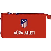 Portatodos Rectangular De Neopreno Atlético De Madrid - Oficial, Gran Capacidad, Ideal Para Escuela O Deporte