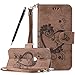 Produktbild Motorola Moto G4 Lederhülle, Motorola G4 Plus Ledertasche, Vanlog® Brieftasche Bookstyle Handytasche für Lenovo Moto G4/Moto G4 Plus Leder Etui Herzform Motiv Design Tasche Leder Schale mit Standfunktion Schutzhülle Flip Case Wallet Cover inklusive Touchstift Braun