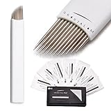 CRYSTALUM® Microblading Eyebrow Blade 12 or 14 Pins Needles Tattoo Tattooing Blades Prongs Semi Permanent Make Disposable Needles Makeup For Single Use QUANTITY 10, 20 or 50 (12PIN- 10 Blades)
