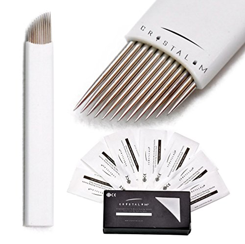 CRYSTALUM® Microblading Eyebrow 5 Blades 12 Pins Needles Tattoo Tattooing Blades Prongs Semi Permanent Make Disposable Needles Makeup For Single Use