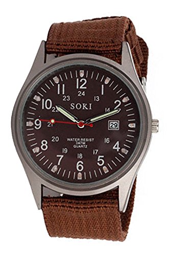 SOKI Militaer militaerisch Gestrick Band Armbanduhr (Kaffee) SOKI Militaer militaerisch Gestrick Band Armbanduhr (Kaffee)