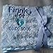 PERSONALISED BLUE Fleecelined baby blanket. Keepsake gift with Name and Date of Birth