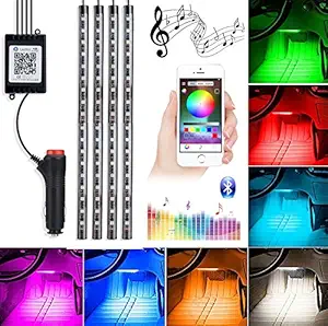 Automaze Bluetooth App Controlled 72 LED Atmosphere Light Multicolour Music Car Strip Lamp For Car Interior (18 LED)