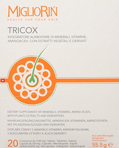 Migliorin TRICOX Integratore Alimentare Anticaduta - Pacco da 20 Tavolette + 20 Cellule + 20 Capsule