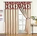 Produktbild Half Flock With Plain Design Damask Ready Made Pencil Pleat Curtains - Cream Red (66 X 72 (163cm X 183cm)) by M Premier