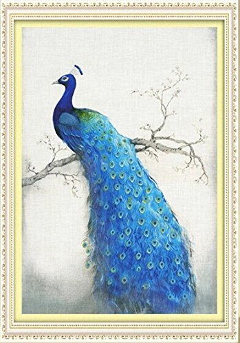 DIY Wanddeko Wandtattoo Diamant-Stickerei-Diamant-Mosaik Pfau Diamant-Malerei Kreuzstich Kits 30x50cm Wandaufkleber Wandsticker für Wohnzimmer Kinderzimmer Schlafzimmer Büro Dekor usw. (Kopf nach links) - 2