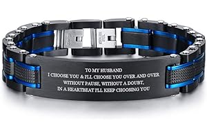 Vnox Acciaio Stainless a My Son/DAD,BF/Marito Courage Inpsirazionale Link Braccialetti per gli Uomini,Regali di Compleanno a Son BF,Marito,