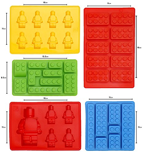 Eiswürfelbereiter und Pralinenformen Silikon 5-Teiliges Set, Lego Form Süßigkeiten, Grundbausteine, Bauspaß Mit Kindern - 5