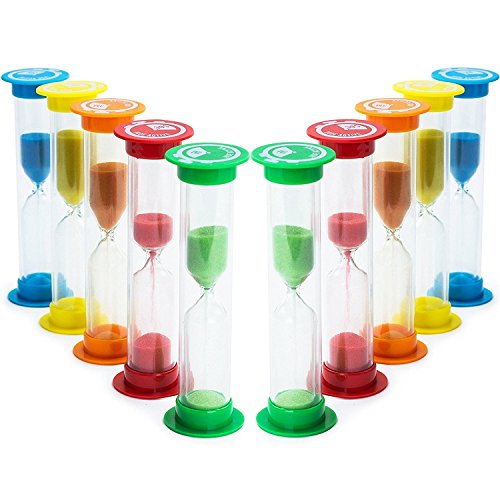 Sanduhr Set 10er Pack – 2x (30 Sec, 1 Min, 2 Min, 3 Min, 5 Min) – Premium Buntes Sanduhren Set für Kinder – Farben: Blau, Grün, Rot - 3