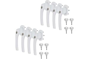 KJ-VERTRIEB 8 x Alu Fenstergriffe in Weiß abschließbar - Stiftlänge 30mm