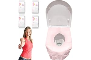 ANBOSE Housses de siège de toilette jetables, 40 pièces, extra large, doux et imperméable, pour enfants, femmes, adultes, emballage indépendant, housses de siège de toilette, protection dans les (rose)
