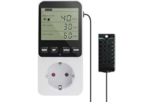 KETOTEK Regulator wilgotności / regulator temperatury gniazdo 230V z czujnikiem, cyfrowy regulator wilgotności higrostat, regulator wilgotności z alarmem do nawilżacza osuszacza terrarium grzybowego