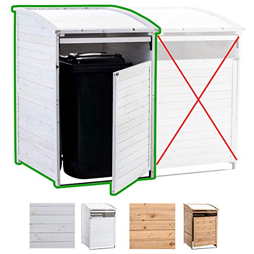 CLP Mülltonnenbox Holz 240 Liter, 1 Tonne, aufklappbares Dach, Tür mit Verschluss Mülltonnenbox MX240, weiß