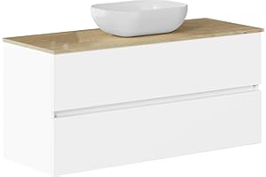 Baikal Conjunto de Mueble de baño Duo, Incluye Lavabo. Mueble Suspendido en Pared con Lavabo cerámico. Varios Acabados y Medidas. Mueble MONTADO.