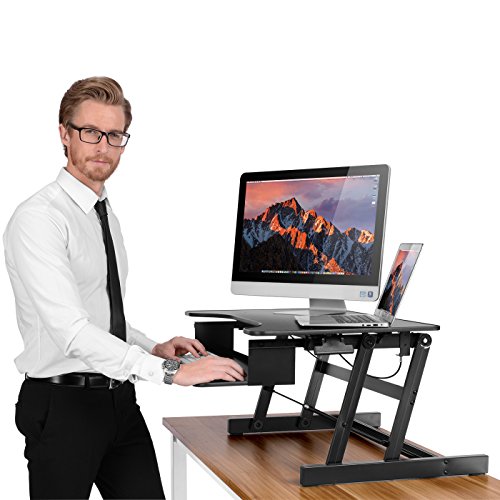 ER sain Sit-Stand Workstation Ordinateur de bureau | Réglable en hauteur permanent bureau | Montée et descente de dessus de table à divers postes pour ergonomique Comfort (Black)