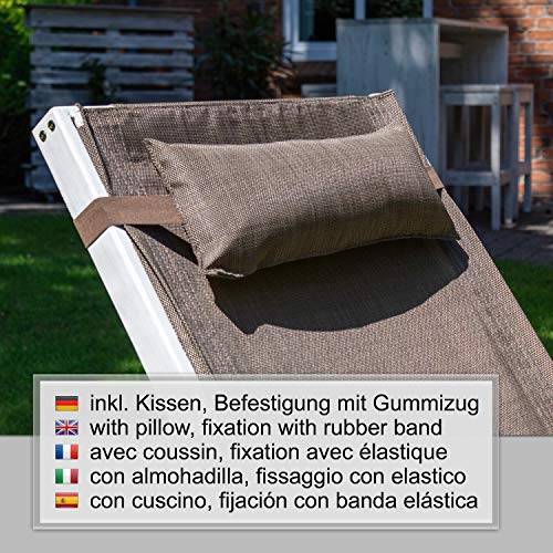 Liegestuhl Caribic | verstellbare Rückenlehne | 100% wetterfeste Gartenliege | Sonnenliege mit Armlehnen | Gartenmöbel aus Holz weiß gestrichen - 4