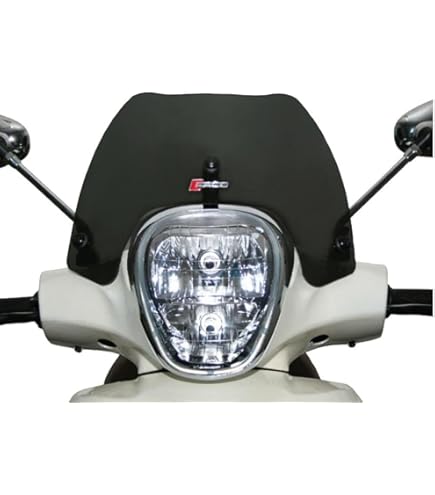 Pare-brise Isotta Pour Piaggio Beverly 300-400 HPE 2021 Et Suivants - Teinté Fumé Foncé (FS), Hauteur 350 Mm, Largeur 500 Mm