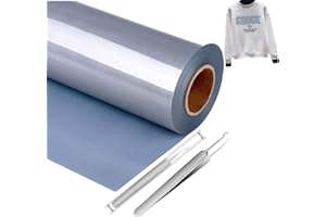 NCRGB Vinilo Textil Termoadhesivo Vinilo(Añadir Herramienta) Papel Transfer para Camisetas,Plotter de Corte,Vinilo Termoadhesivo Textil Fácil de cortar y Transferir (30.5×305cm, Gris Plata)