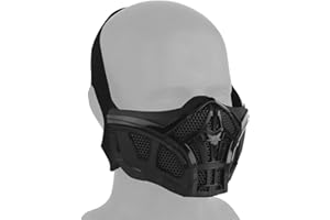 Peminkoo Masque Tactique Demi-Visage Paintball Airsoft Protection Scorpion Masque intérieur en Silicone Respirant Cosplay Masques