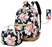 Produktbild Schulrucksack Damen Schulrucksack Set mit Lunchpaket Teen Schulranzen Rucksack Mädchen mit Blumendruck (Rosepink)