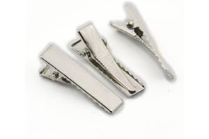 fujiyuan 100 pcs 20MM 0.79" Square Hair Clips Alligator Teeth Clip Prong womens Barrette Hair Bows