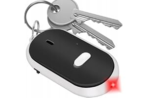 GENERIC Whistle Key Finder, Beeping Keyfinder fob that makes noise, Voice Control Keychain Key chain Locator for Lost Keys, Smart Item Locator, Anti Lost Alarm LED Sound Keychain With And Flash Light (Black)