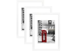 Scholar Tree White A4 Picture Frame with Mount,Set of 3,A4 FrameFreestanding and Wall Mountable