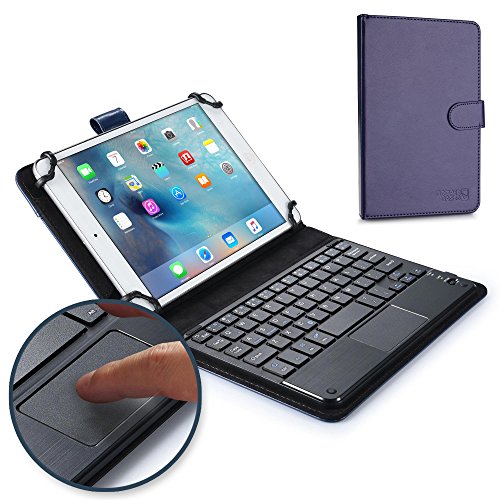 Universelle 7'' - 8'' Tablet Tastaturhülle, COOPER TOUCHPAD EXECUTIVE abnehmbare QWERTY Bluetooth Funktastatur Tragetasche Tabletschutz Folio mit Standfunktion für 7'' - 8'' Tablet (Blau, HQ-Kunstleder)