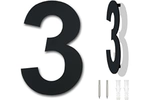 YWONOBY Numero civico esterno moderno acciaio inossidabile,altezza 125 mm, placcato nero (Numero 3 Tre)