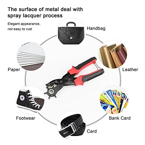 Gürtel Punch Zange verschiedenen Größen drehbar Heavy Duty Punch Zange belt-hole-puncher verwendet für Gürtel, Uhr, Gürtel, Schuhe, Taschen, Kleidung, Pappe, Papier, hart-PVC, etc. - 3